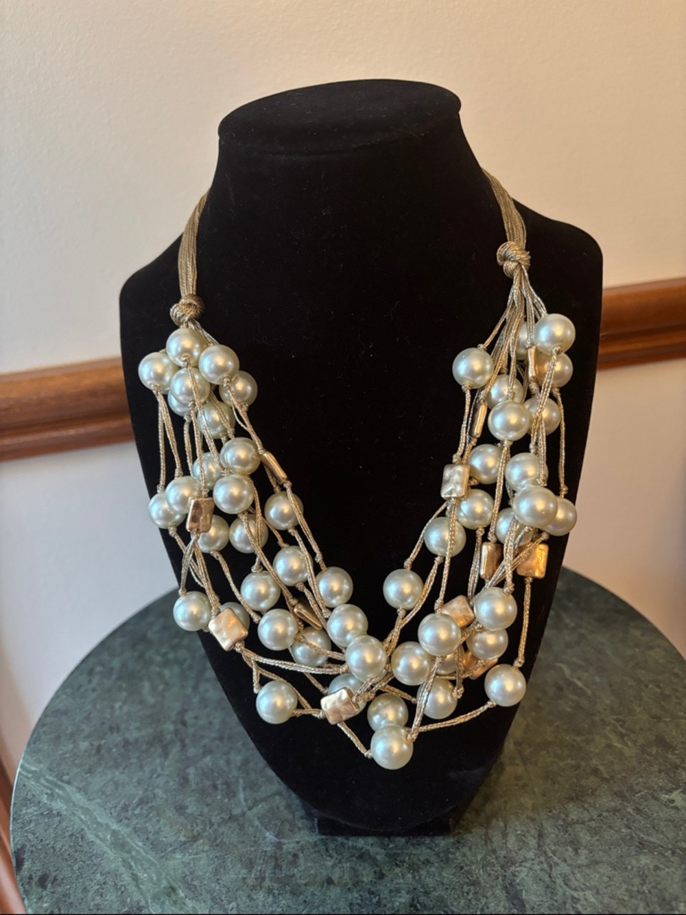 Handcrafted Multi-Strand Fresh Water Pearl Statement Necklace